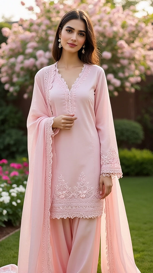 Blush Petal Embroidered Lawn SUIT-3PC Unistitched