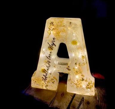 Custom Alphabet " A " Resin Lamp - Personalized Gift