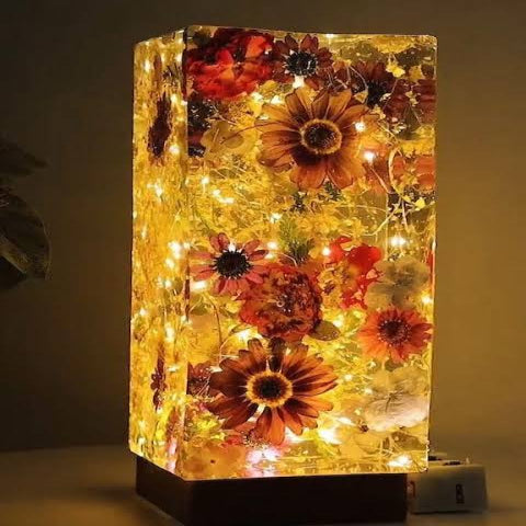 Custom Floral Resin Lamp