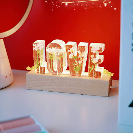 Love Forever Couple Name Resin Lamp