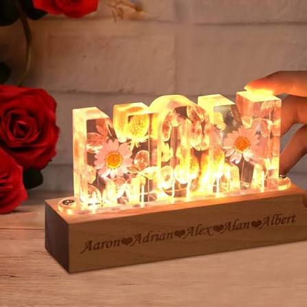 Personalized Name Resin Lamp - Warm White LED